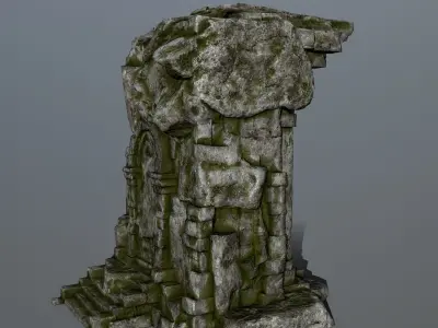 statue 2 stone structure Low-poly 3D model