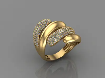 STL 3DM Print Ready Women Diamond Ring Lightweight Printable  3D print model 64