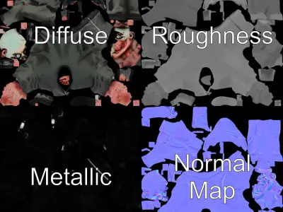 Creepy Zombie Character in Distressed Hoodie and Pants Low-poly 3D model