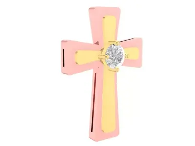 Luxury Two Tone Diamond Cross Pendant  2844 3D print model