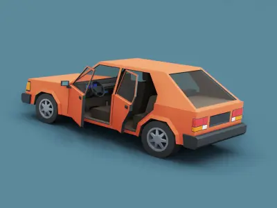 Stylized Cartoon Hatchback Car  Low-poly 3D model