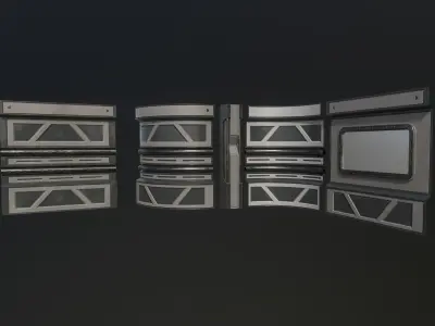 Modular Sci Fi Walls Low-poly 3D model