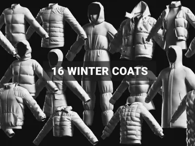 Basemesh Winter Jacket Collection 3D model
