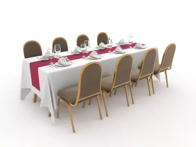 Banquet Table and Chair 88 3D model
