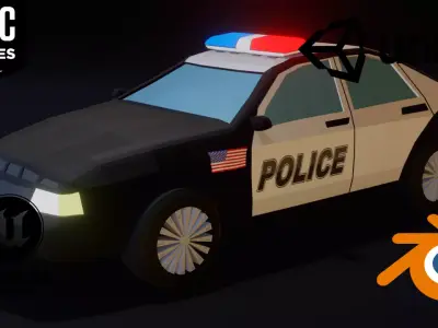 low poly police car  Low-poly 3D model
