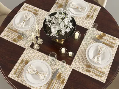 Table Chairs Tableware 3D model