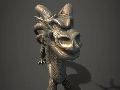 Chinese Dragon Statue PBR low poly Low-poly 3D model