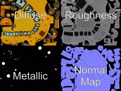 Cheerful Yellow Bus model pack Low-poly 3D model