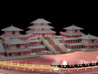 Chinese palace Low-poly 3D model