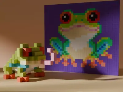 Frog Voxel Stylized Cubic Low-poly 3D model