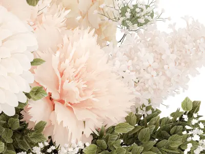 Small Bouquet In Vase Hydrangea Chrysanthem Lilac 579 3D model