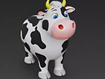 Cartoon Style Cow 3D Model 3D model