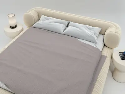 Bed Set with lamp and side table 3D model
