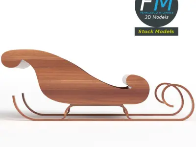Wooden sledding 3D model