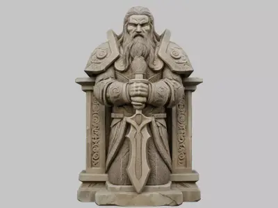 Stone Guardian Low-poly 3D model