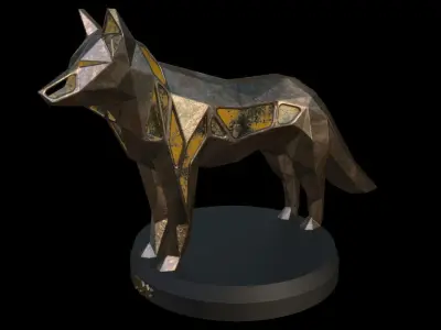 Steampunk Fox Low-poly 3D model