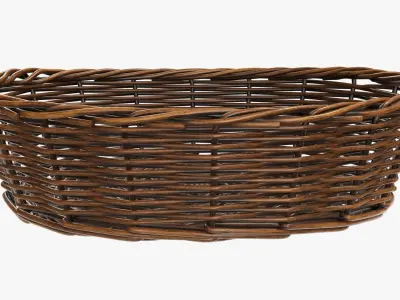 Wicker basket oval dark brown 3D model