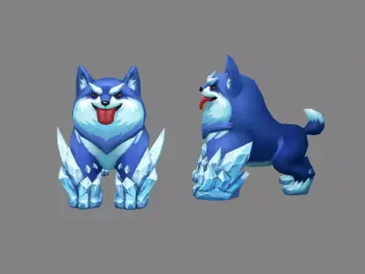 Cartoon Husky  - Ice Dog Low-poly 3D model