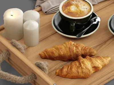Decor Coffee and croissant Set 31 3D model