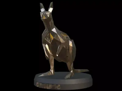 Steampunk Kangaroo Pose Low-poly 3D model