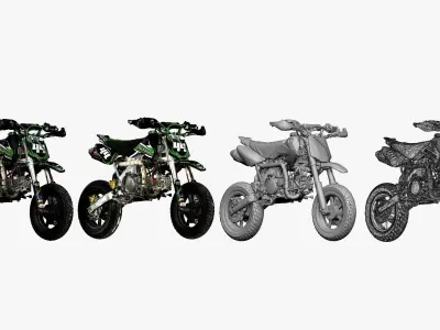 001264 black and green sport bike 3D model