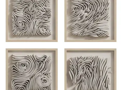 Coral Reef Waves Wall Decoration 3D model