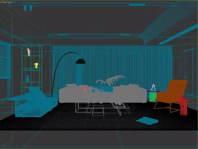 Modern Luxury Living Room with Sophisticated Decor 3D model