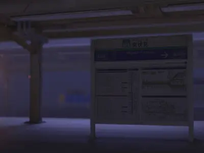 Train Station Environment Modelling Low-poly 3D model