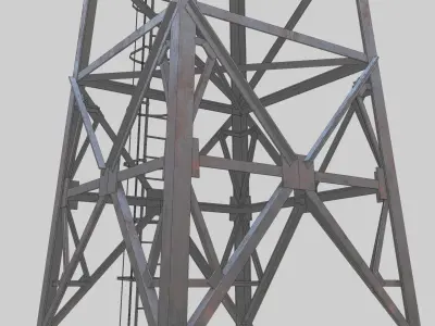 3D Collection of electric power observation towers model Low-poly 3D model