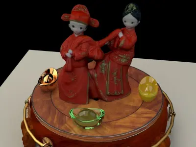 Chinese display stand with wedding couple  3D model