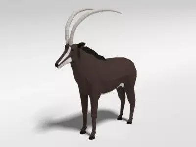Low Poly Cartoon Sable Antelope Low-poly 3D model