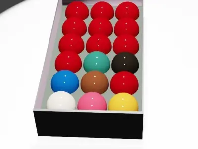 Snooker and billiard balls with box Low-poly 3D model