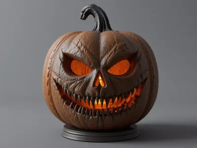 Spooky Teeth Jack-O-Lantern Pumpkin 3D Model Printable 3D model