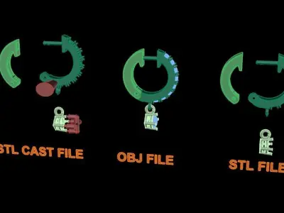 Mid Size Diamond Dangle Hoop Earring 2MM 3D print model