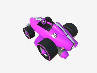 Cartoon Kart B05 Pink - Vehicle Racing Design Low-poly 3D model