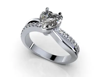 Engagement Ring Solitaire Model Ready For 3D Printing- CC92 3D print model