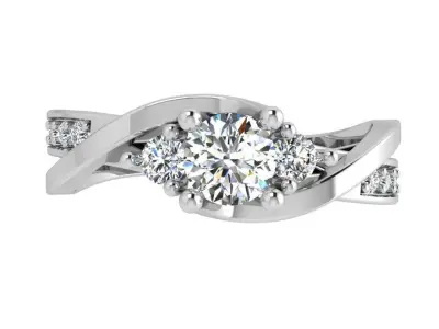 Round Diamond Twisted Ring 3622 3D print model