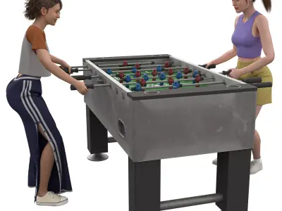 Girl Foosball - Characters Playing Foosball Low-poly 3D model