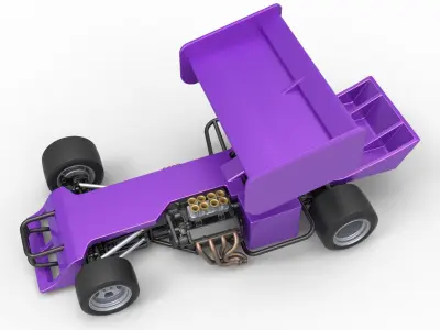 Supermodified front engine Winged race car Scale 1 to 25 3D print model
