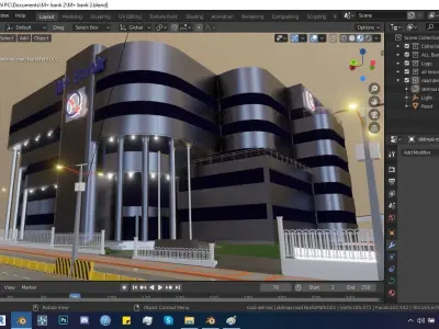 Modern Bank Aerchitecture M Model 3D model