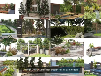 39 High-Quality Landscape Design Assets 3D Model Collection
