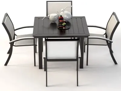Bazza Dining Chair and Table Set 3D model