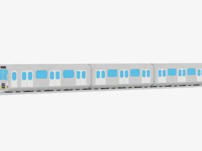 Cartoon Metro Subway Train Low-poly 3D model