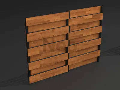 Low-Poly Wooden Fence 3D Model - Modern Wooden Fence Low-poly 3D model