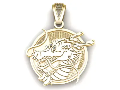 CHINESE DRAGON COIN PENDANT 3D PRINTABLE MODEL 3D print model