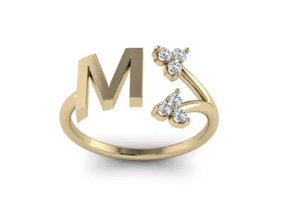 Jewelry Alphabet Ring M with Diamonds  3D print model