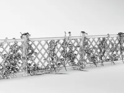 Fence 01 with ivy 3D model