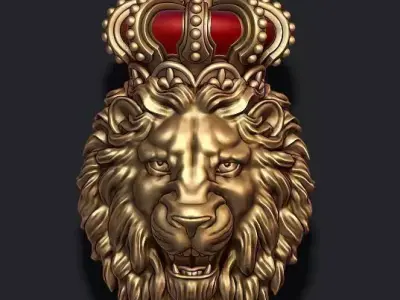 Lion pendant with crown new 001 3D print model