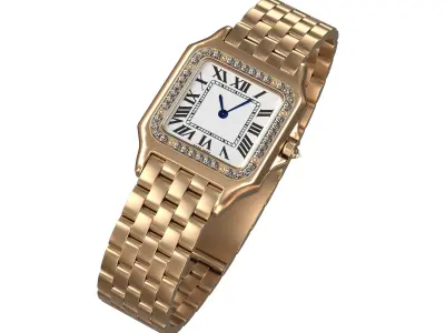 Watch Panthere Gold Silver Low-poly 3D model