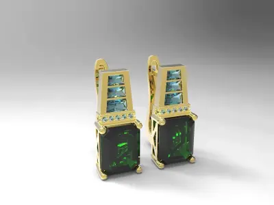 Emerald Princess earrings 3D print model